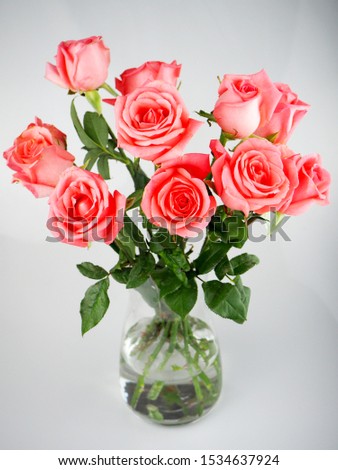 Roses in vases on the tables
