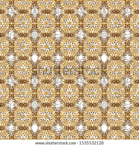 Abstract vector seamless pattern with golden ornaments on a backdrop. Vintage design with gold ornaments.
