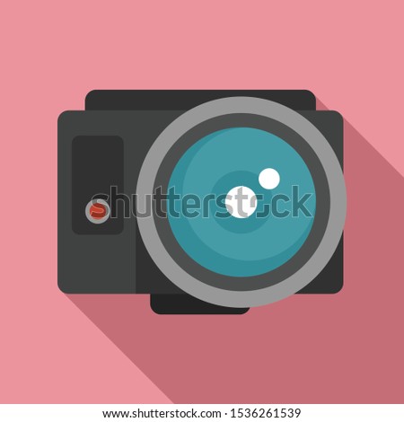 Fish eye action camera icon. Flat illustration of fish eye action camera vector icon for web design
