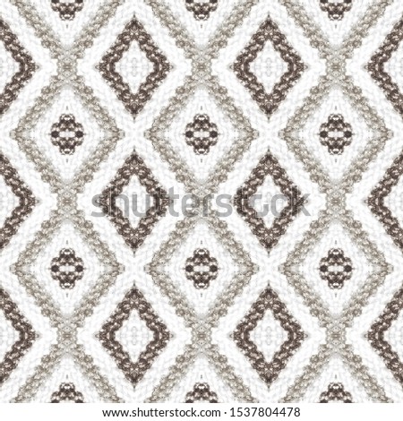 Seamless Ethnic Pattern. Wicker Embroidery Beige Print. European Style. Bohemian Lines Wool. Wicker Turkmenian Rug. England New Year Ethnic Pattern.