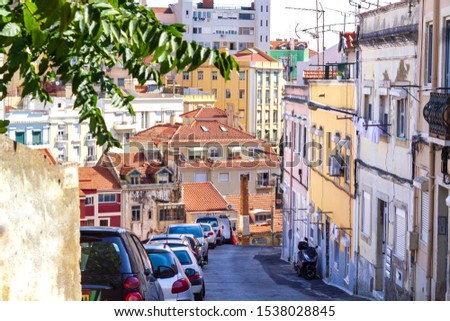 Scenic view of one of the most picturesque and colorful Lisbon districts, Portugal