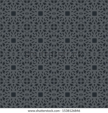 Black seamless texture with arabic geometric ornament. Decorative pattern
