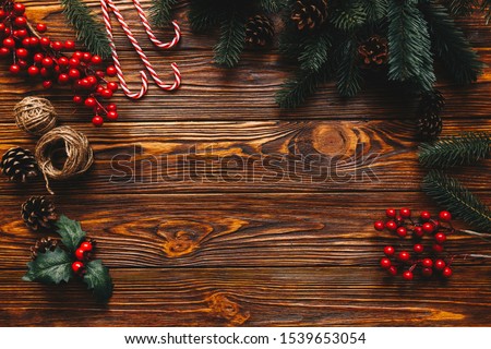 Cristmas background with traditional decor elements