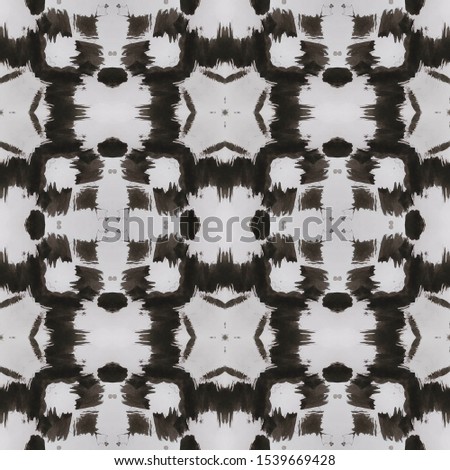 Ethnic Textile. Repeat Tie Dye Illustration. Ikat Turkish Motif. Black, White, Gray, Silver Seamless Texture. Abstract Ikat Design. Ethnic Craft Textile Print.