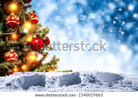 Snow background of free space for your decoration and chrsitmas tree. 