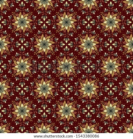 Geometric floral tile pattern, seamless vector repeat, moroccan tile design