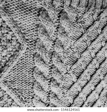Knit Swatch. Light Batik Style. Light Texture Knitting. Scandinavian-Style. Knit Background Pattern. White Clothes. Monochrome Macro Scandinavian.