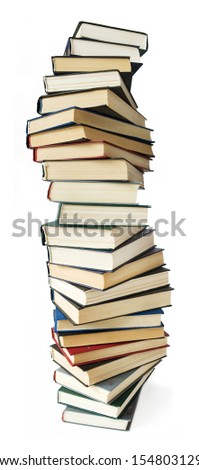 Old big book pile isolated on white background	