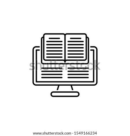 Online learning monitor book simple line icon