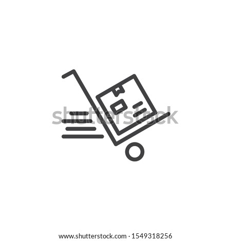 Express delivery, handcart line icon. linear style sign for mobile concept and web design. Hand truck delivery outline vector icon. Symbol, logo illustration. Vector graphics
