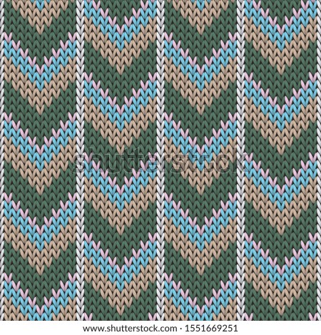 Handicraft downward arrow lines knitting texture geometric vector seamless. Plaid knitwear structure imitation. Traditional seamless knitted pattern. Repeatable background.