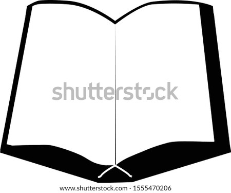 Open book black silhouette. Vector illustration on isolated background.
