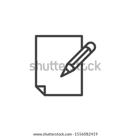 Paper and pen line icon. Document edit linear style sign for mobile concept and web design. Page with Pencil outline vector icon. Form symbol, logo illustration. Vector graphics