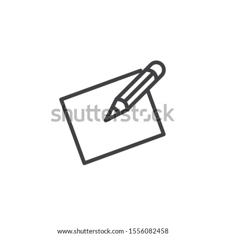 Pencil and blank paper line icon. linear style sign for mobile concept and web design. Paper sheet and pen outline vector icon. Writing form symbol, logo illustration. Vector graphics