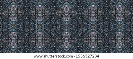 Dark Vintage Repeat Pattern Tile. Ornate Tile Background Ornamental Geometry. Black Tile Embroidery net. Dark Texture. Luxury Kaleidoscope Effect. Floral Design. Floral Pattern.