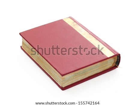 Red note book on white background. 