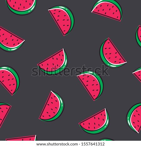 Fruit pattern. Texture and / or repetitive background of a watermelon. Drawing of a watermelon with repetition to decorate. Editable vector.