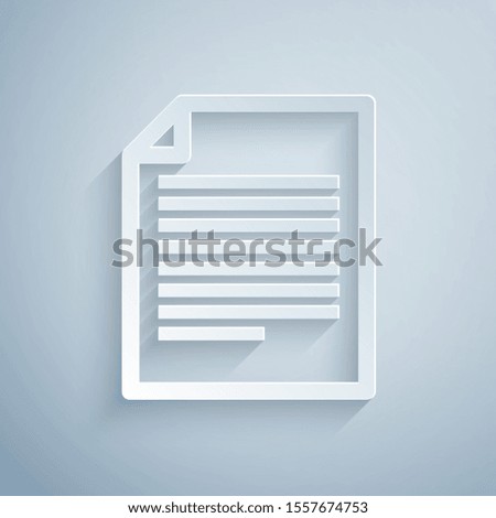 Paper cut Document icon isolated on grey background. File icon. Checklist icon. Business concept. Paper art style