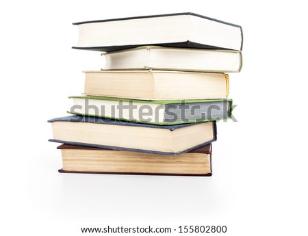 Pile of books isolated on white background.