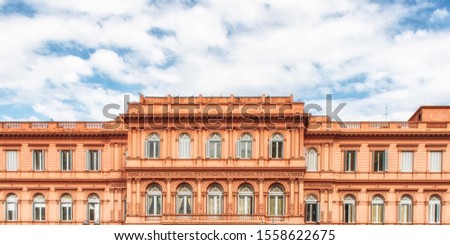 facade of the Pink House, the executive mansion and office of the President of Argentina.