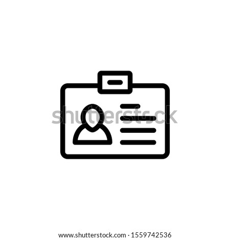 ID card icon in black line art style illustration on white background vector illustration for website, mobile application, presentation, infographic User with identity profile concept sign