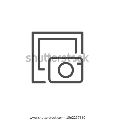 Photo and camera line outline icon isolated on white