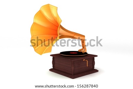 3d rendered gramophone isolated on white background
