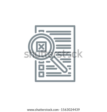 check box list page with magnifier glass outline flat icon. Single quality outline logo search symbol for web design mobile app. Thin line design logo sign Loupe lens icon isolated on white background