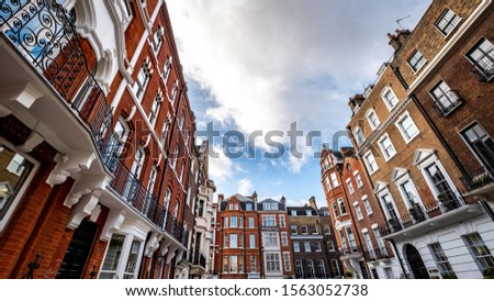 Wide view of attractive Georgian properties in Marylebone, London