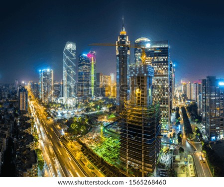 modern building of financial district at night in guangzhou china
