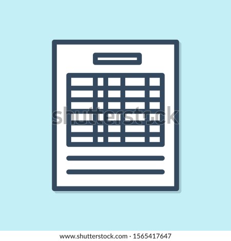 Blue line Report file document icon isolated on blue background. Checklist icon. Business concept.  Vector Illustration