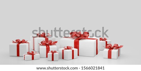 festive presents. white and red gift boxes 3d-illustration