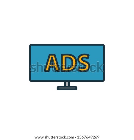 Tv Advertising icon. Outline filled creative elemet from advertising icons collection. Premium tv advertising icon for ui, ux, apps, software and infographics.