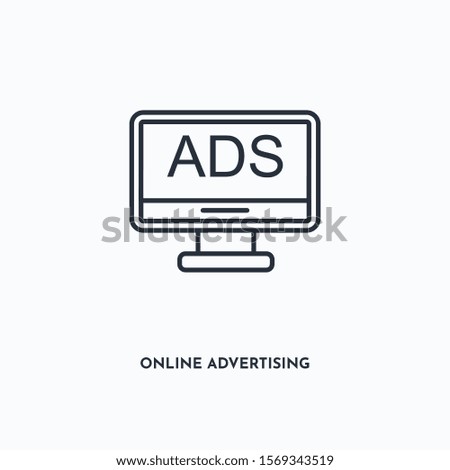Online advertising outline icon. Simple linear element illustration. Isolated line Online advertising icon on white background. Thin stroke sign can be used for web, mobile and UI.