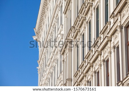 Typical Austro-Hungarian Facade of a baroque appartment residential building in a street of Innere Stadt, the inner city of Vienna, Austria, in the 1st Bezirk district of the Austrian capital city.


