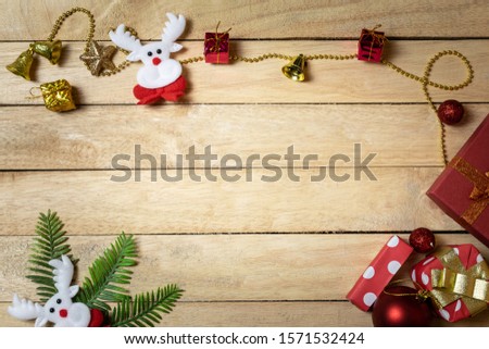 Decorations for Christmas day and gift boxes on table,Christmas concept.