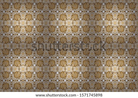 Geometric ornament with golden elements. Abstract geometric sketch. Seamless geometric pattern. Raster seamless pattern with gold gradient on background. Golden texture.