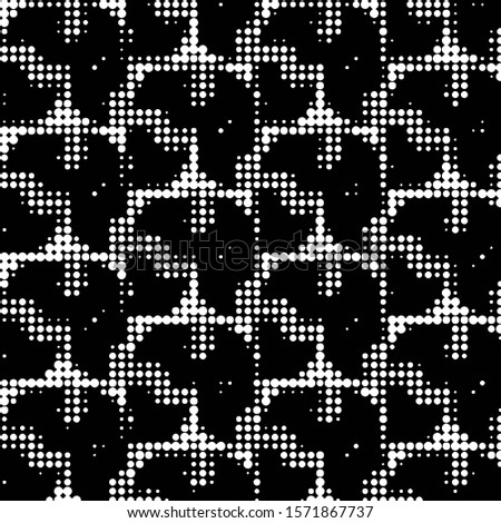 Abstract grunge grid polka dot halftone background pattern. Spotted black and white line illustration