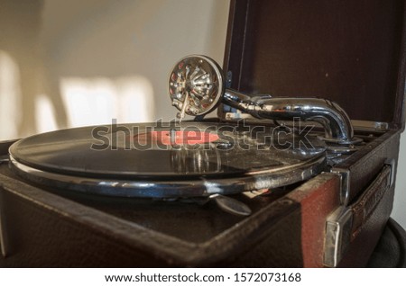 An Antique Gramophone with vinyl