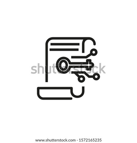 Security key thin line icon. Document, access, circuit isolated outline sign. Digital purchase concept. Vector illustration symbol element for web design and apps.