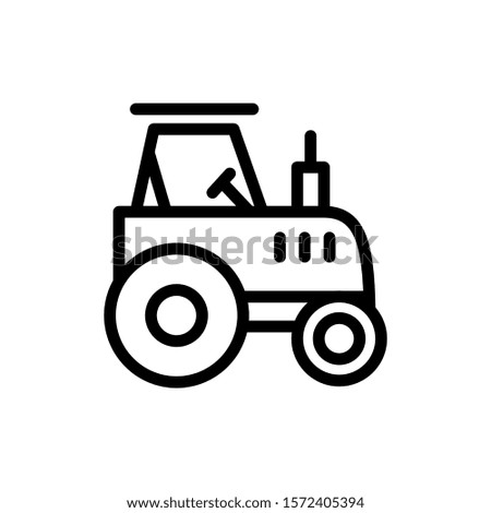 Tractor icon in line art style on white background, linear style pictogram isolated on white, Symbol, logo illustration, Editable stroke, Pixel perfect