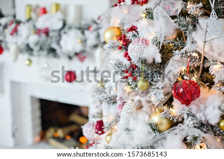 Christmas decor in a white room