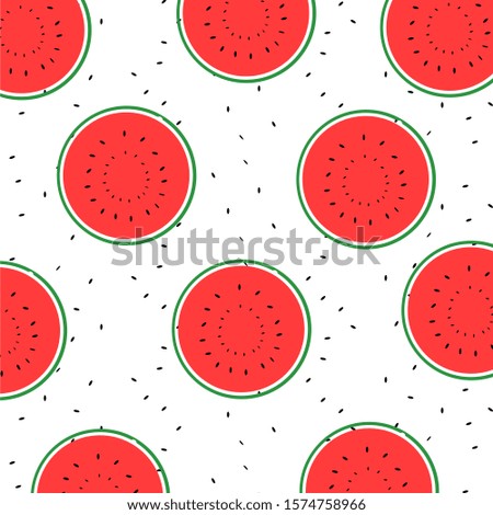 Watermelon and seeds pattern in white background