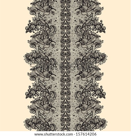  Abstract Lace Ribbon Vertical Seamless Pattern. Template frame design for card. Lace Doily. Can be used for packaging, invitations, and template.