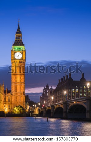 The Palace of Westminster Big Ben at twilight
