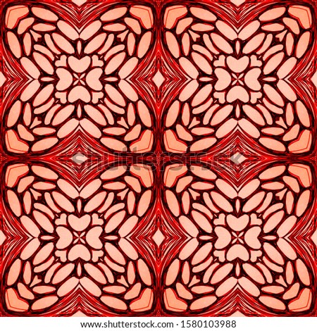 Horizontally seamless design. Ornamental Geometry. Old Mosaic tile. Ceramic Tile. Dressing element Old fashion Design. Hand Drawn. Kaleidoscope Pattern Floral Pattern. Floral Pattern.