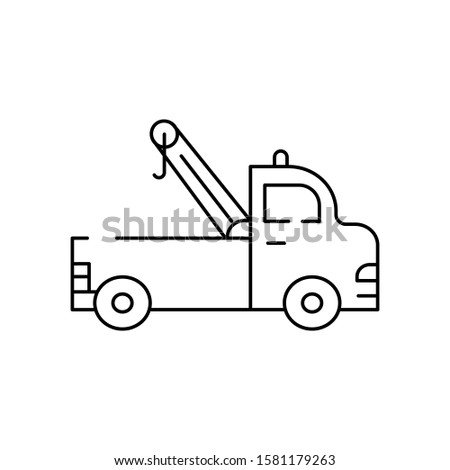 tow truck, car breakdown, crane line icon on white background