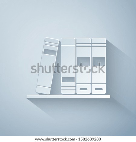 Paper cut Office folders with papers and documents icon isolated on grey background. Archives folder sign. Paper art style