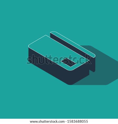 Isometric Credit card icon isolated on green background. Online payment. Cash withdrawal. Financial operations. Shopping sign.  