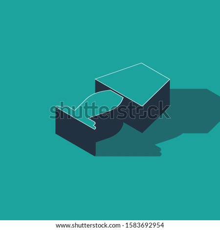 Isometric Table lamp icon isolated on green background.  